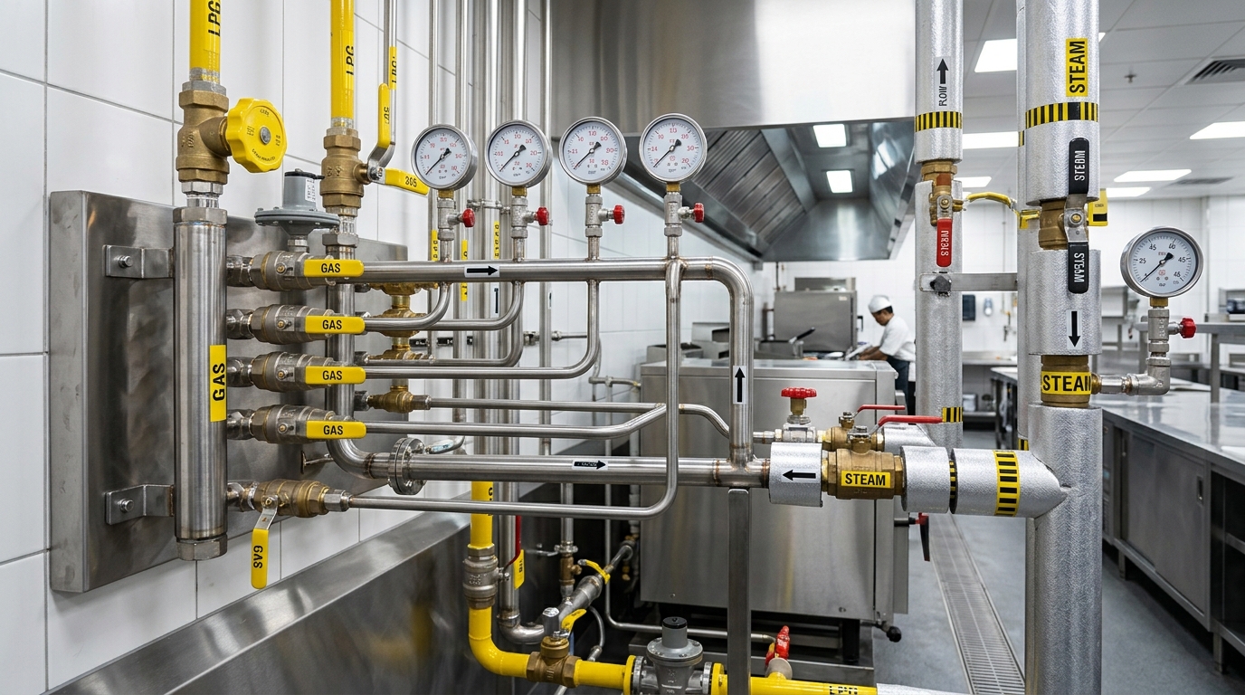 Certified Commercial LPG Gas Manifold & Steam Pipeline Installation